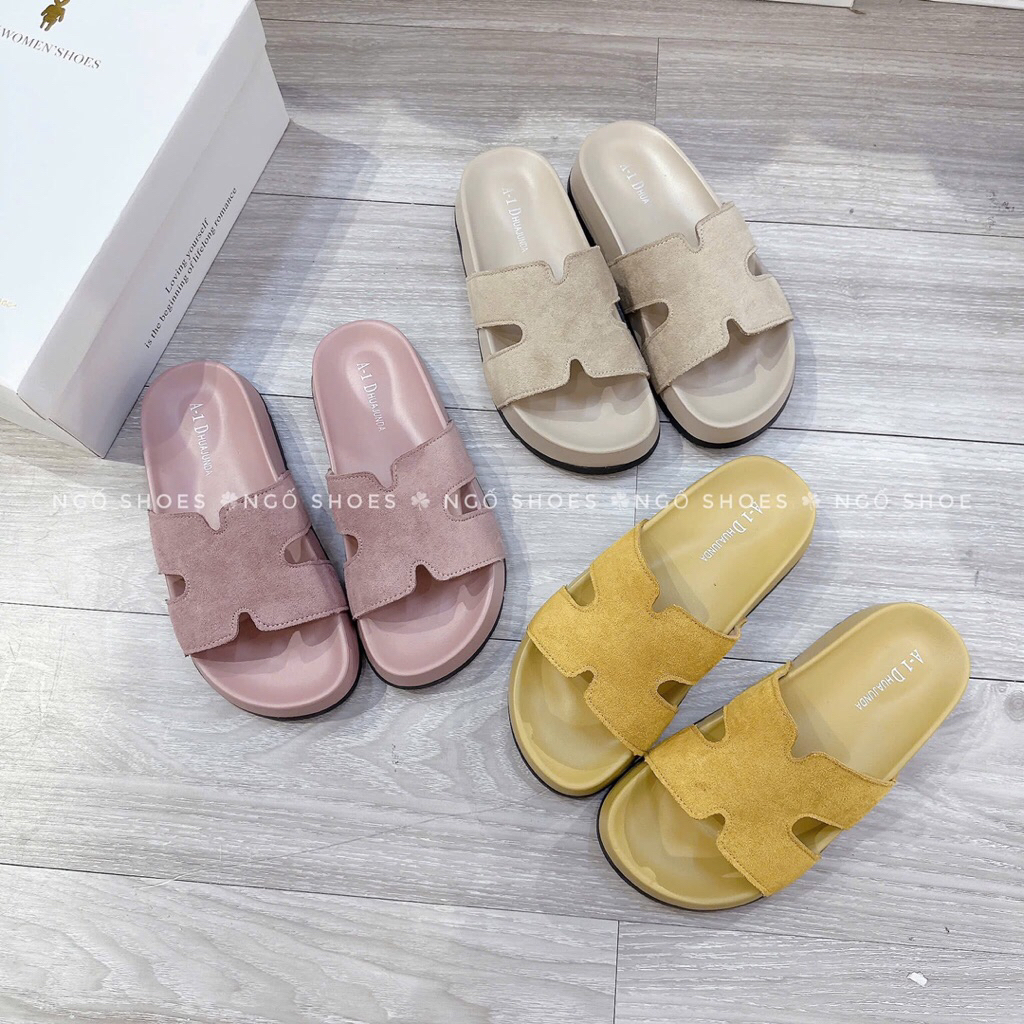 [PHOTO SHOES] รองเท้าแตะส้นเตารีดรูปตัว H สี Qc Fullbox