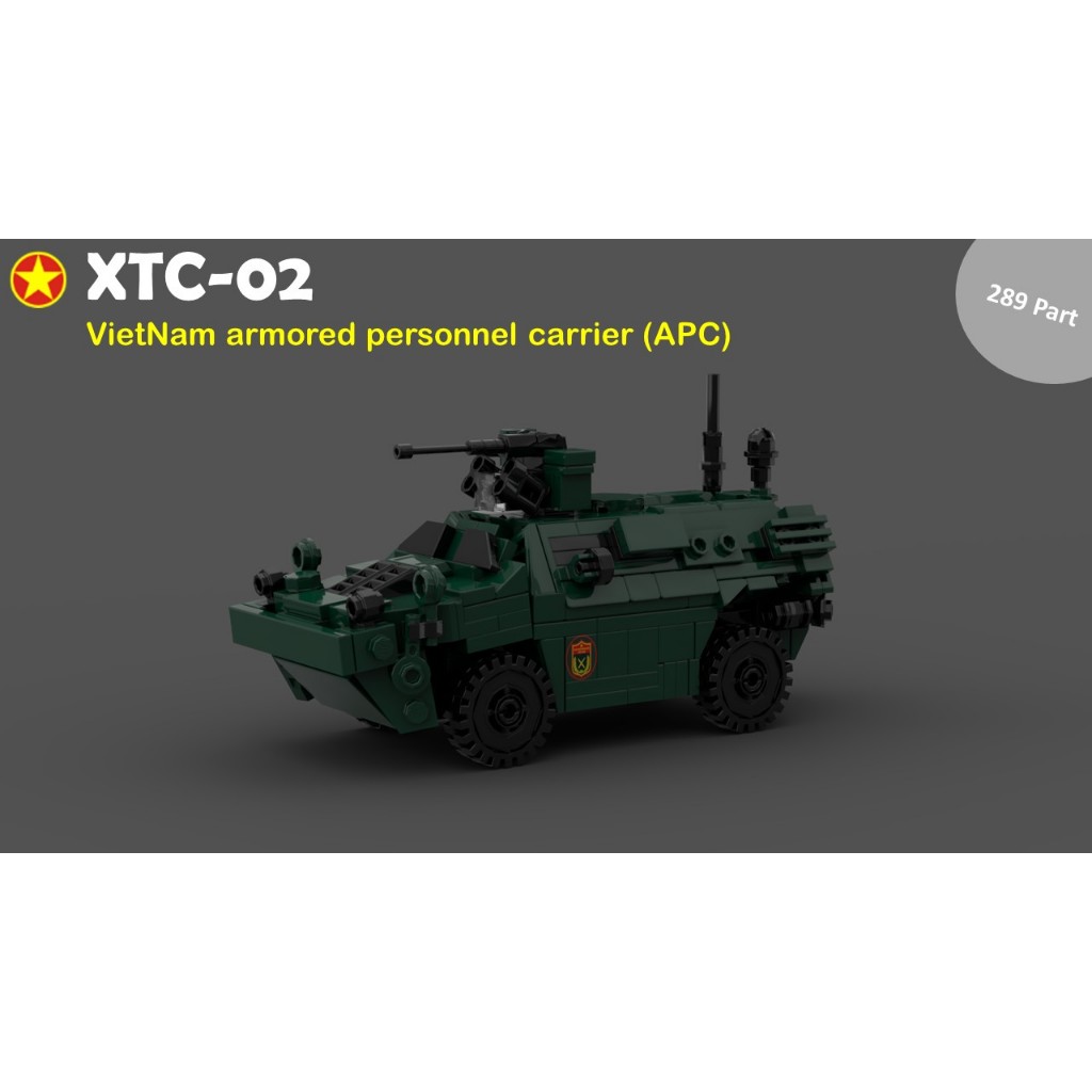 MOC ประกอบของเล่นรถหุ้มเกราะทหาร XTC-02, XTC -02 โมเดลของเล่นประกอบพร้อมสติ๊กเกอร์