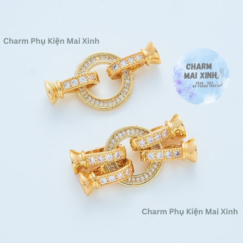 T65 GOLD รอบหัวเข็มขัดหิน Charm - Lucky Feng Shui ลูกปัดมุกสร้อยคอสร้อยข้อมืออุปกรณ์เสริม