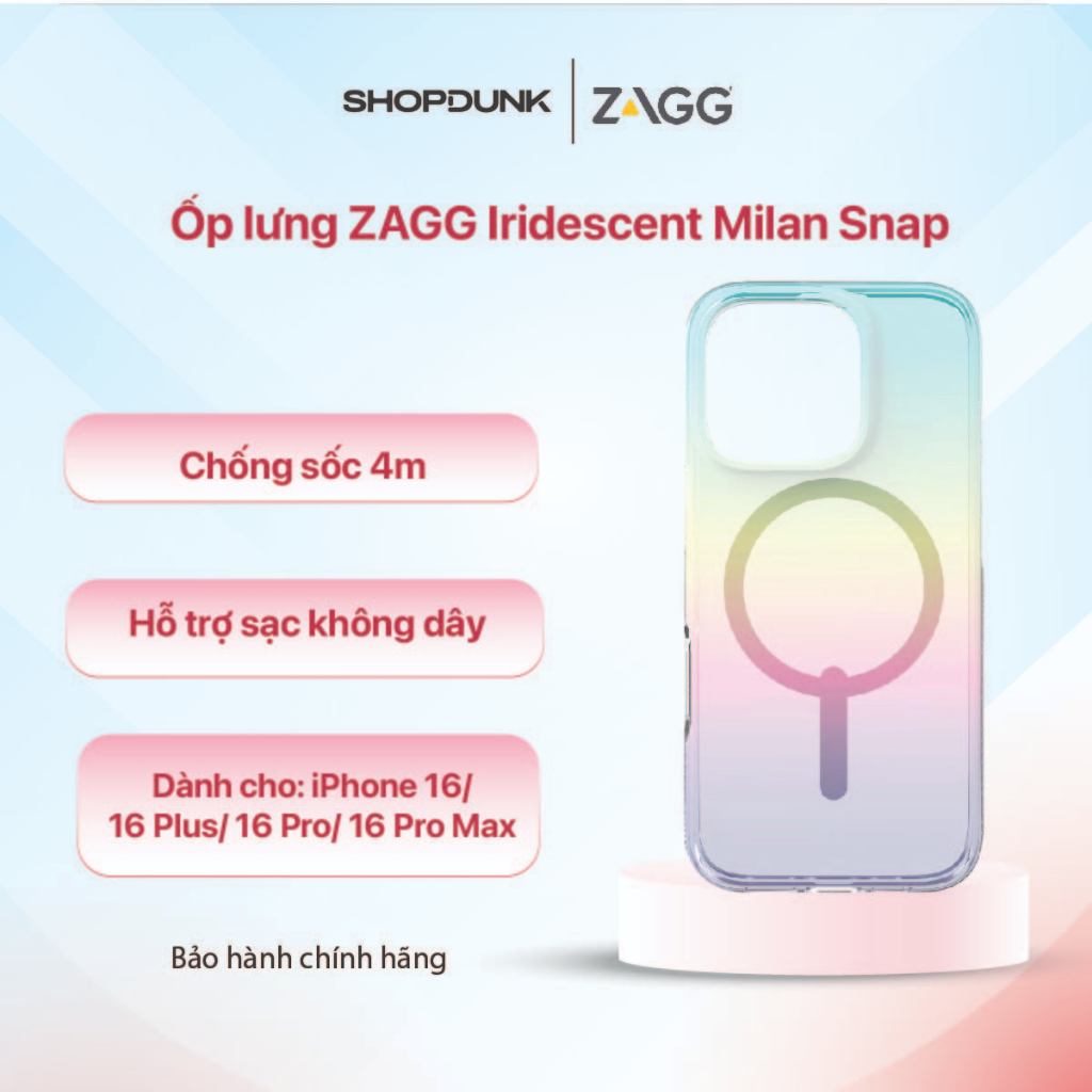 ZAGG Iridescent Milan Snap Case สําหรับ iPhone 16/ 16 Plus/ 16 Pro/ 16 Pro Max