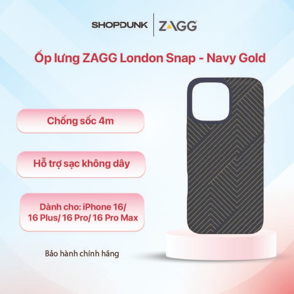 ZAGG London Snap Case สําหรับ iPhone 16/ 16 Plus/ 16 Pro/ 16 Pro Max - สีกรมท่า