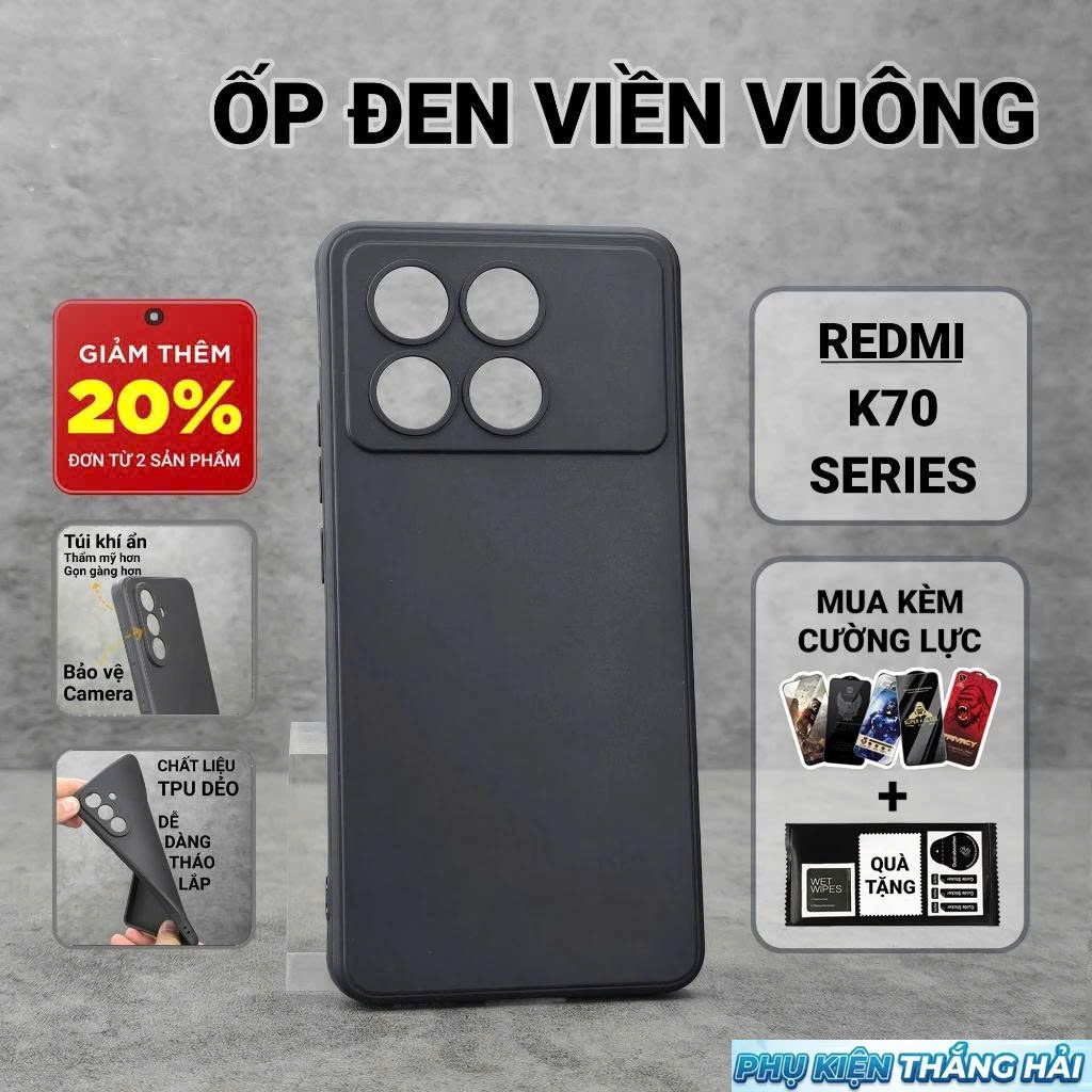 Redmi K70, K70e, K70 Pro, K70 Ultra PKTH Case เคสสีดําล้วน | เคสโทรศัพท์ เสี่ยวหมี่ ปกป้องกล้องโทรศั