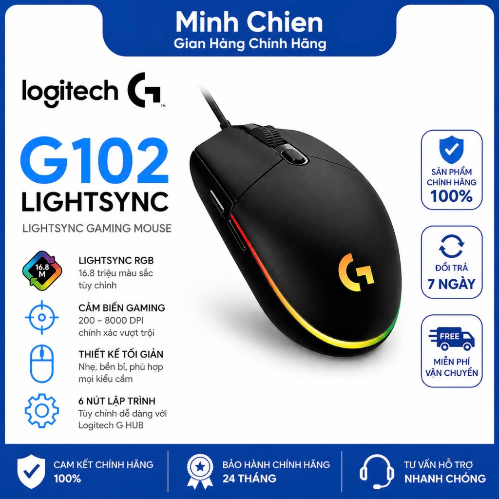 Logitech G102 / G203 Lightync LED RGB Gaming Mouse - ของแท้