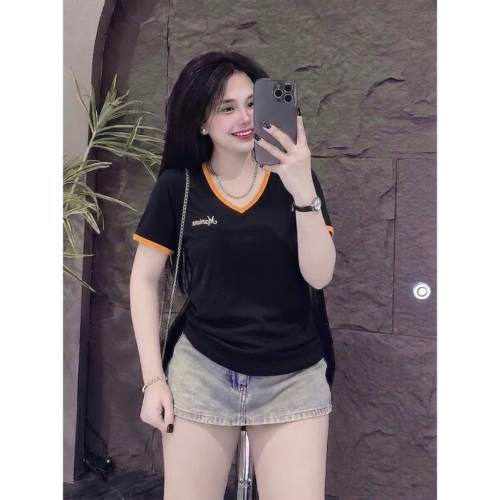 273_ เสื้อยืดผู้หญิงทรงกลางคอเต่า [ มาริ] ต่ํากว่า 62กิโลกรัม คอตตอนบัด เนื้อนุ่มยืดหยุ่น เสื้อท็อปผ