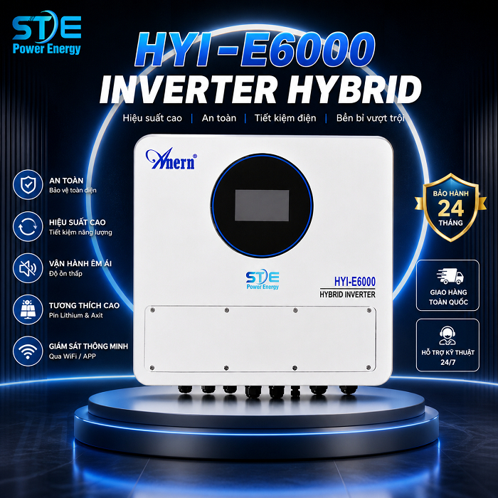 6kW Solar Inverter STE E6000 Hybrid IP65, Grid + Storage, 2 MPPT, PV 9kW- Soyer Tech จําหน่าย IP65