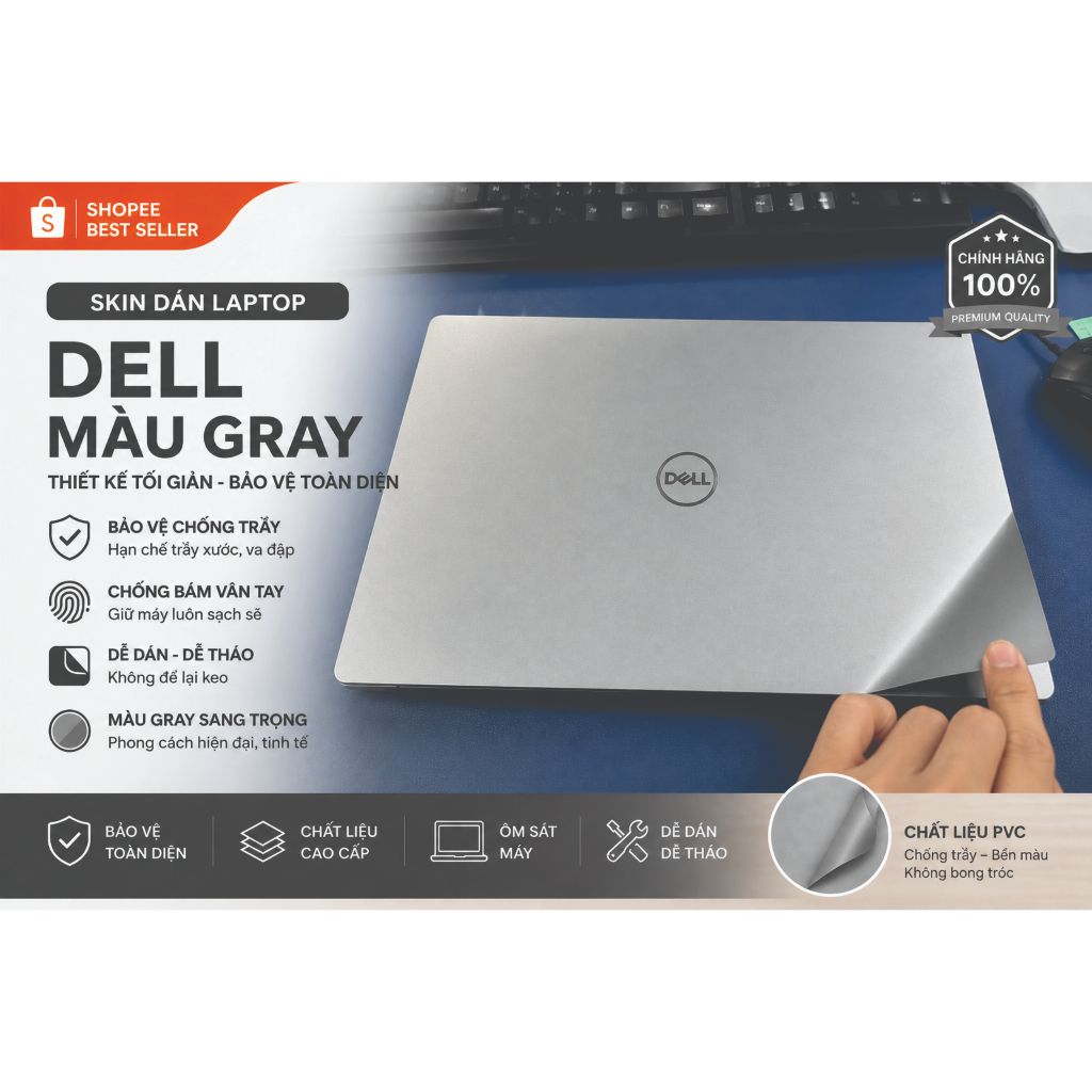Dell XPS/Precision/Latitude Laptop Skin Decal สีเทามาตรฐาน (รหัสรุ่น IB) – คอนซีลเลอร์ สดชื่น กันรอย