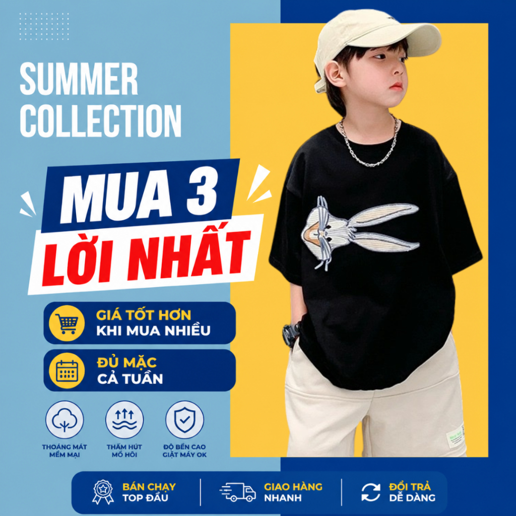 JJ Kids Fashion เสื้อยืดเด็ก – Cool – Dynamic Rabbit Wearing Glasses Print B673 | เจจคิดส์ แฟชั่น