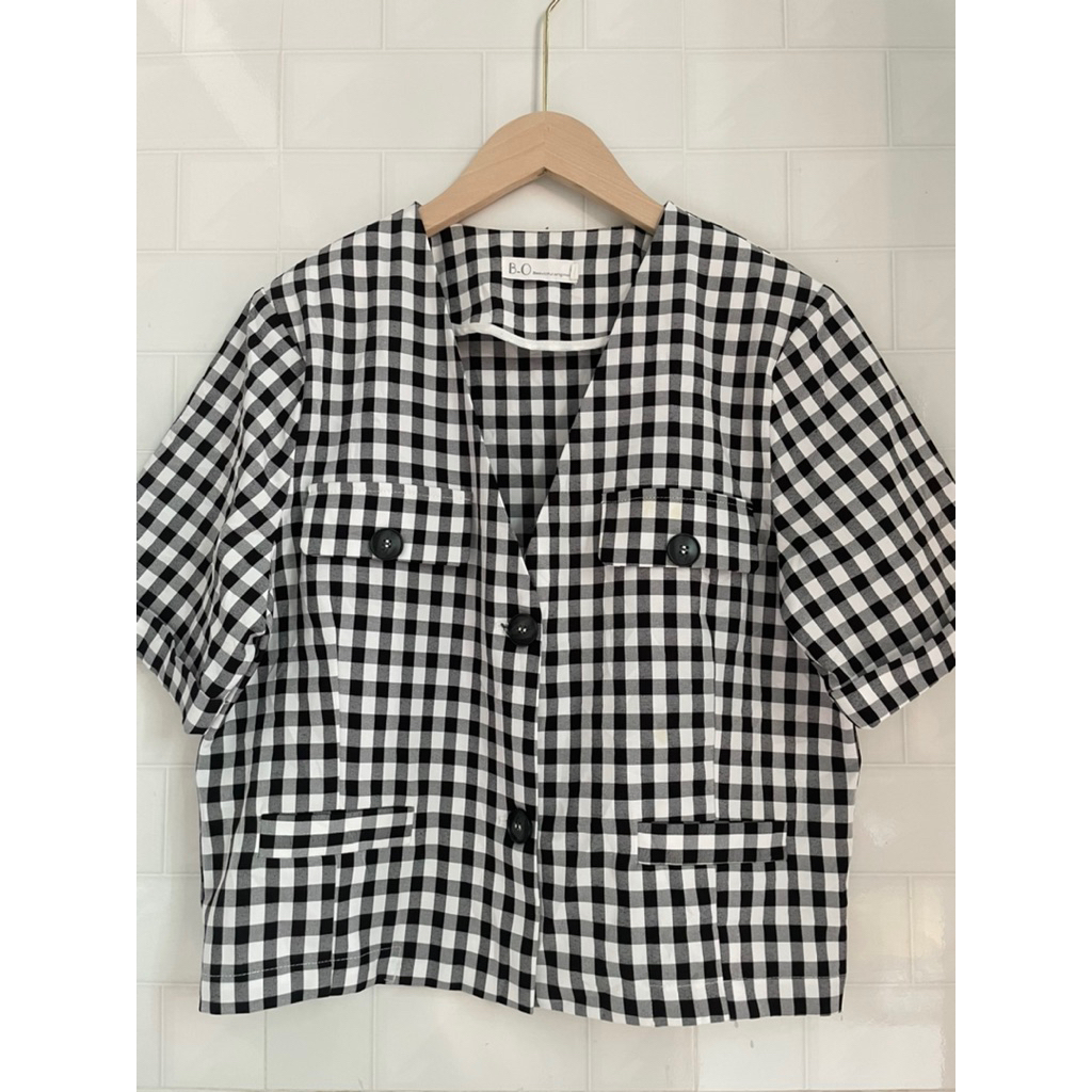 (2Hand QC) เสื้อกั๊กแบรนด์ BO เบลเซอร์แขนสั้น