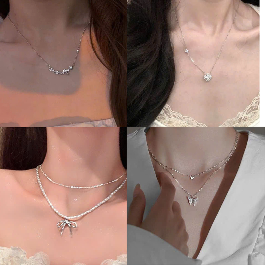 สร้อยคอเงินสไตล์เกาหลีหรูหรา สร้อยคอโซ่ประกายเล็ก Zichi DCG06 a1