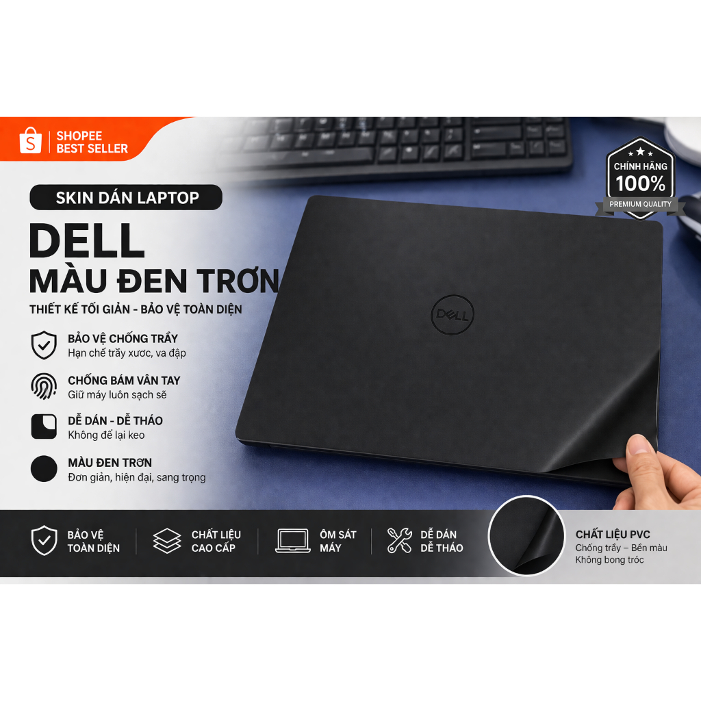 Dell XPS/Precision/Latitude Laptop Skin Decal Black Standard Machine Color (รหัสรุ่น IB) – คอนซีลเลอ