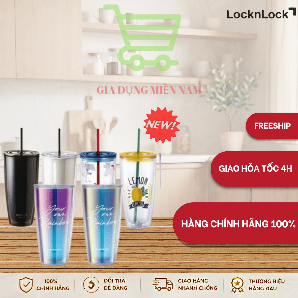 LocknLock HAP507 แก้วพลาสติก 2 ชั้น ความจุ 750ml - สินค้าของแท้