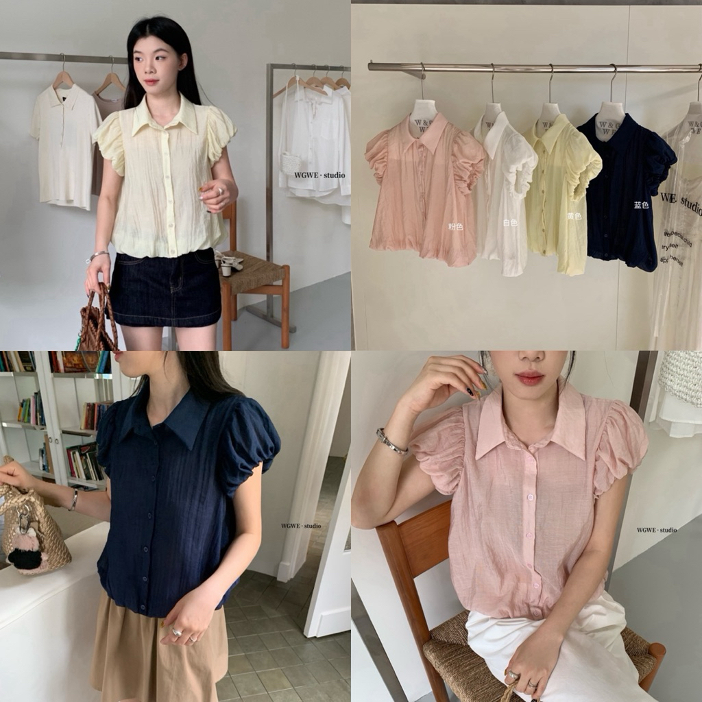 NHY.studio /WGWE/ เสื้อเชิ้ตแขนพัฟน่ารัก 9133