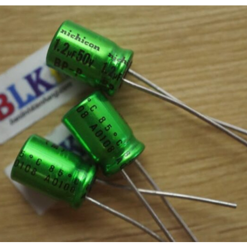 3 ตัวเก็บประจุเสียงไฮไฟแบบไม่มีขั้ว 50V 1.2uF 85 องศา 511 มม. ยี่ห้อ Nichicon MUSE BP