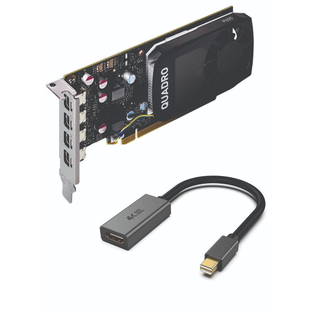 การ์ดวิดีโอ NVIDIA Quadro P600 (2GB/GDDR5/128BIT) มาพร้อมอะแดปเตอร์ HDMI ใหม่