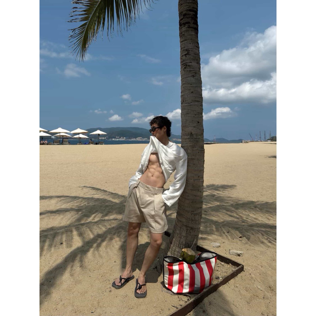 SIAM - CREAM SHORT LINEN SHORTS - SM092