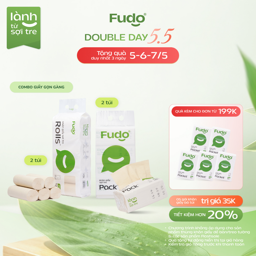 Fudo Bamboo Tissue Combo 4 ถุง