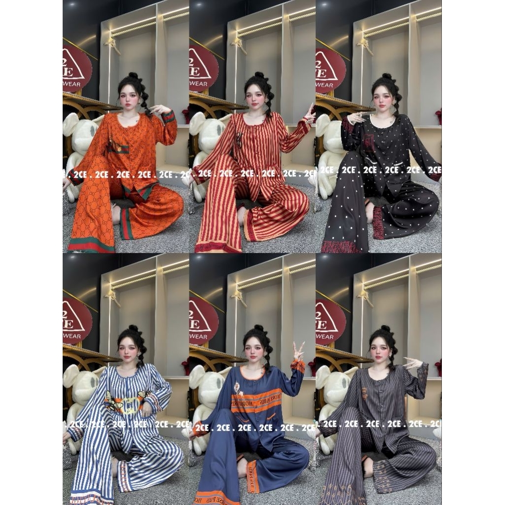 [2CE]SET SILK ROUND NECK 2 กระเป๋า