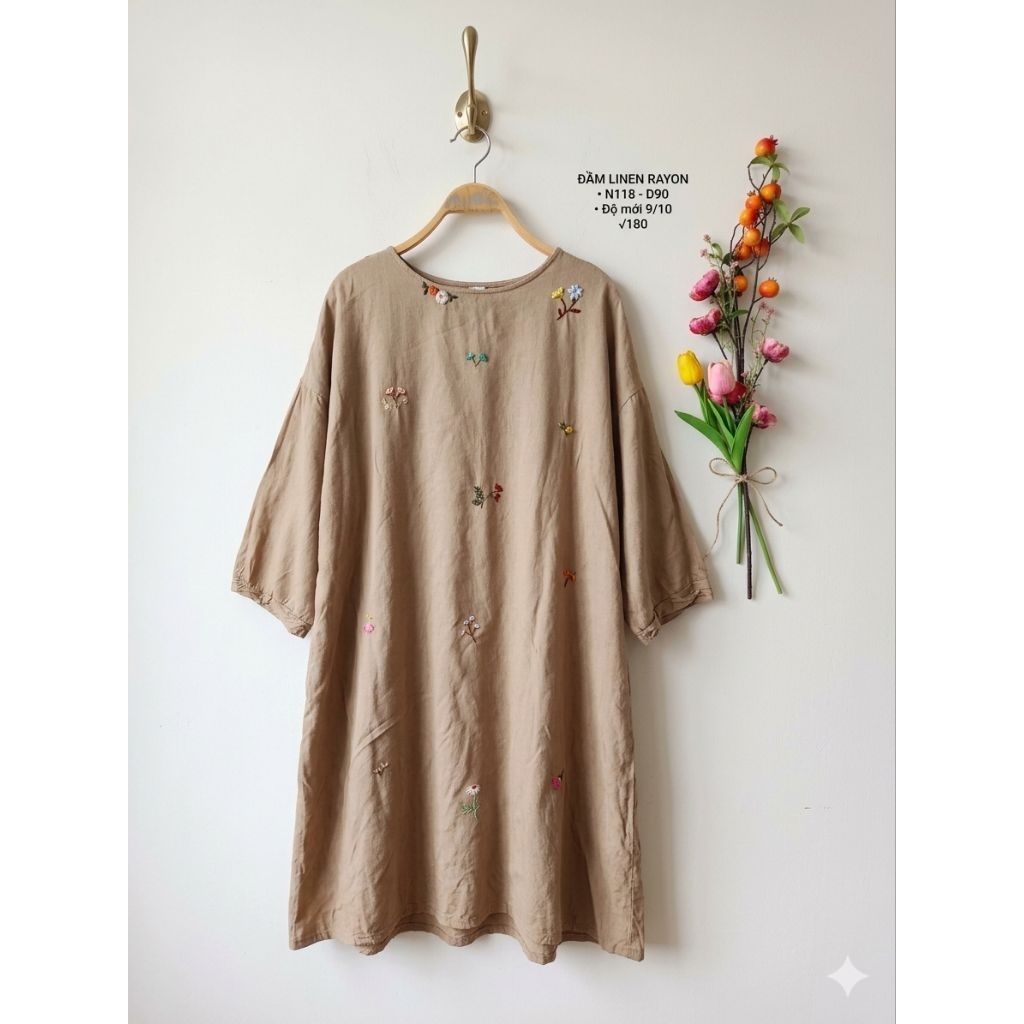 2HAND JAPANESE HAND EMBROIDERED LINEN DRESS I MERAKI SHOP