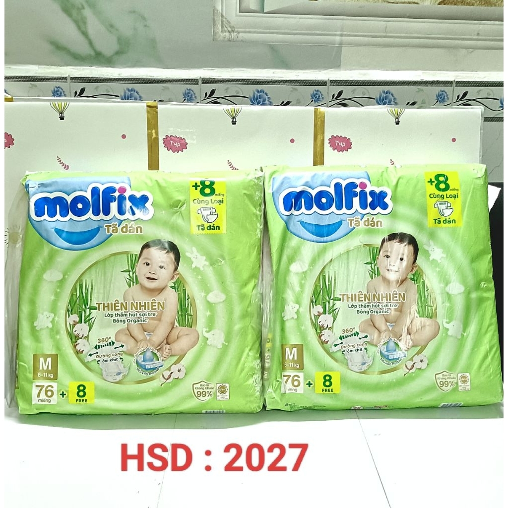 BINH TAN LIQUID SHOP ผ้าอ้อมมอลฟิกซ์ 2 แพ็ค - 2g M76+8=168 ชิ้น สําหรับเด็กทารก 6-11kg