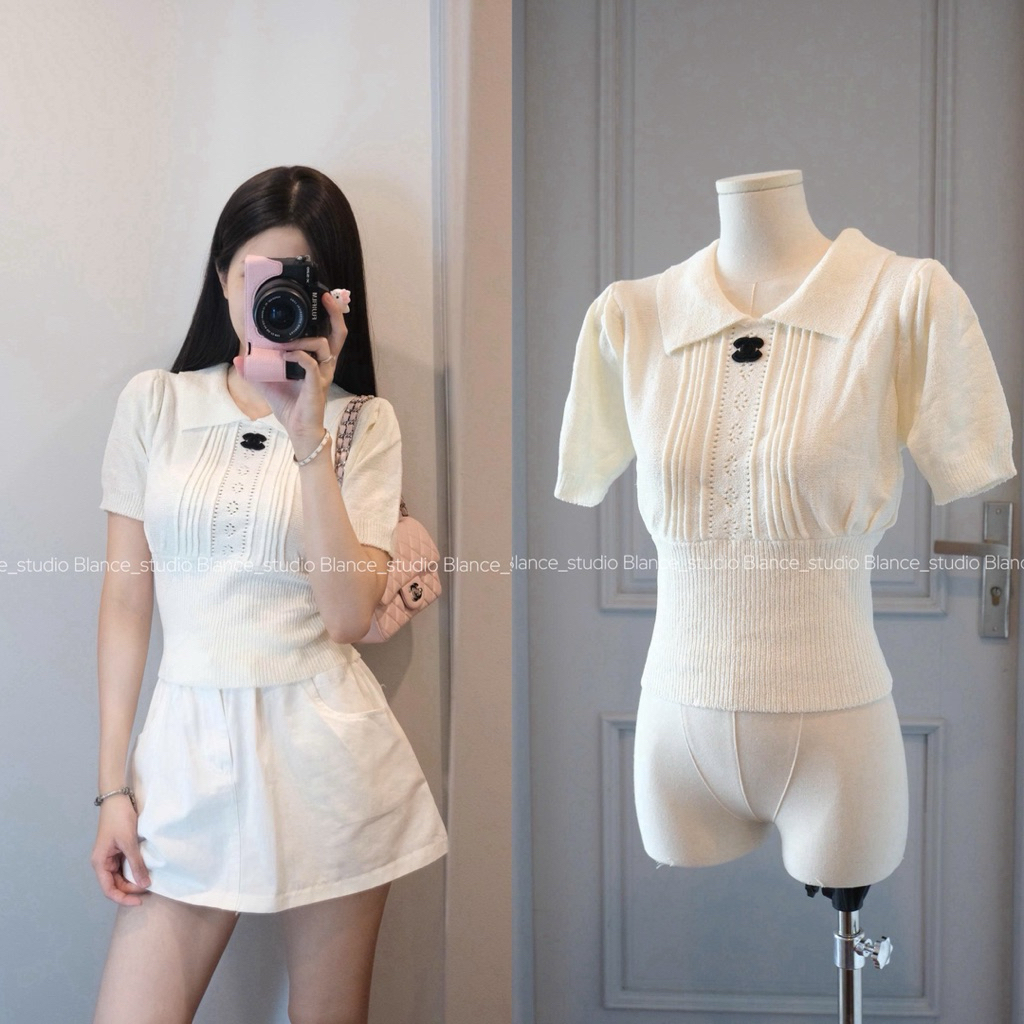 BLANCE STUDIO เสื้อสเวตเตอร์คอโปโลเอวบาง