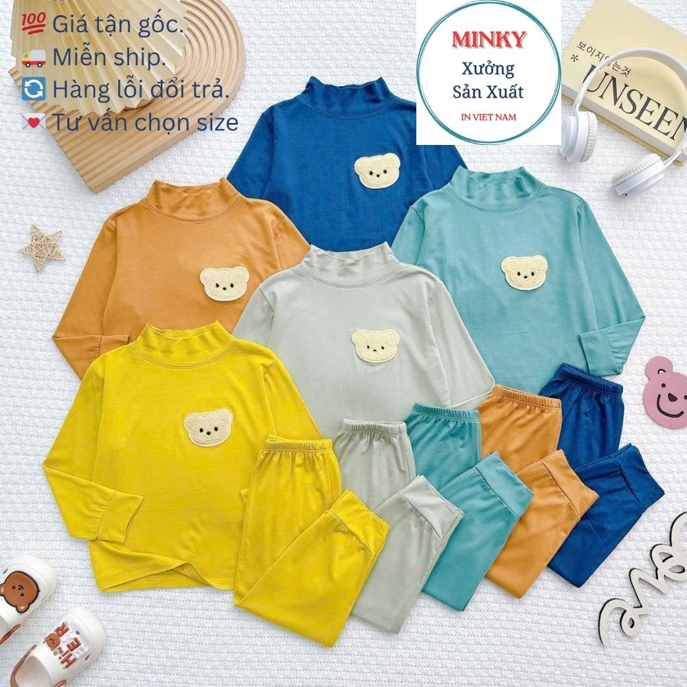 MINKY SHOP LDD69 FALL-Winter LONG-Sleeve Elastic Collar Set สําหรับเด็กชายและเด็กหญิง 4C STRETCH