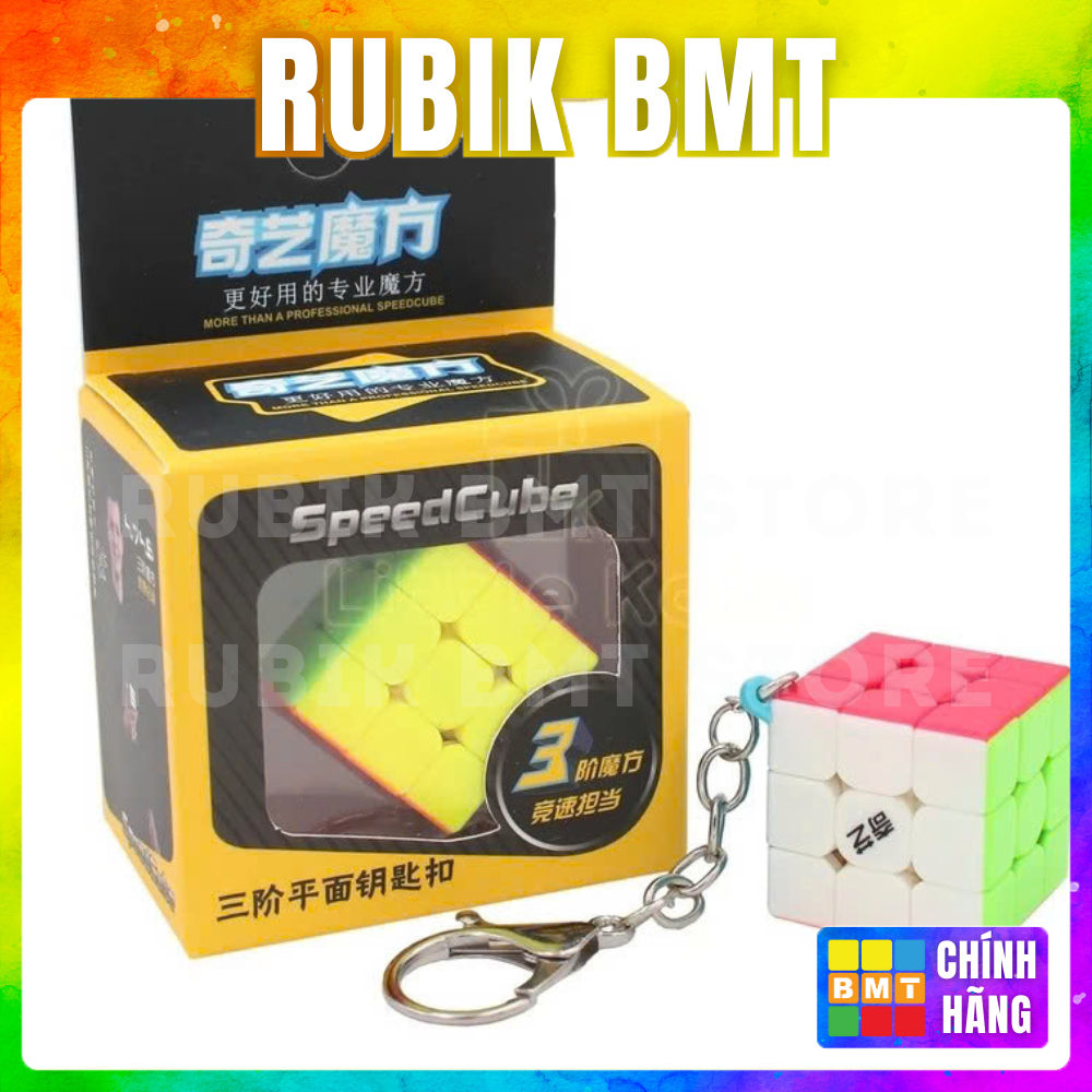 Rubik พวงกุญแจ 3x3 - Pyraminx Stickerless QiYi Cube 3 ชั้นอุปกรณ์เสริมของ Rubik - RUBIK BMT