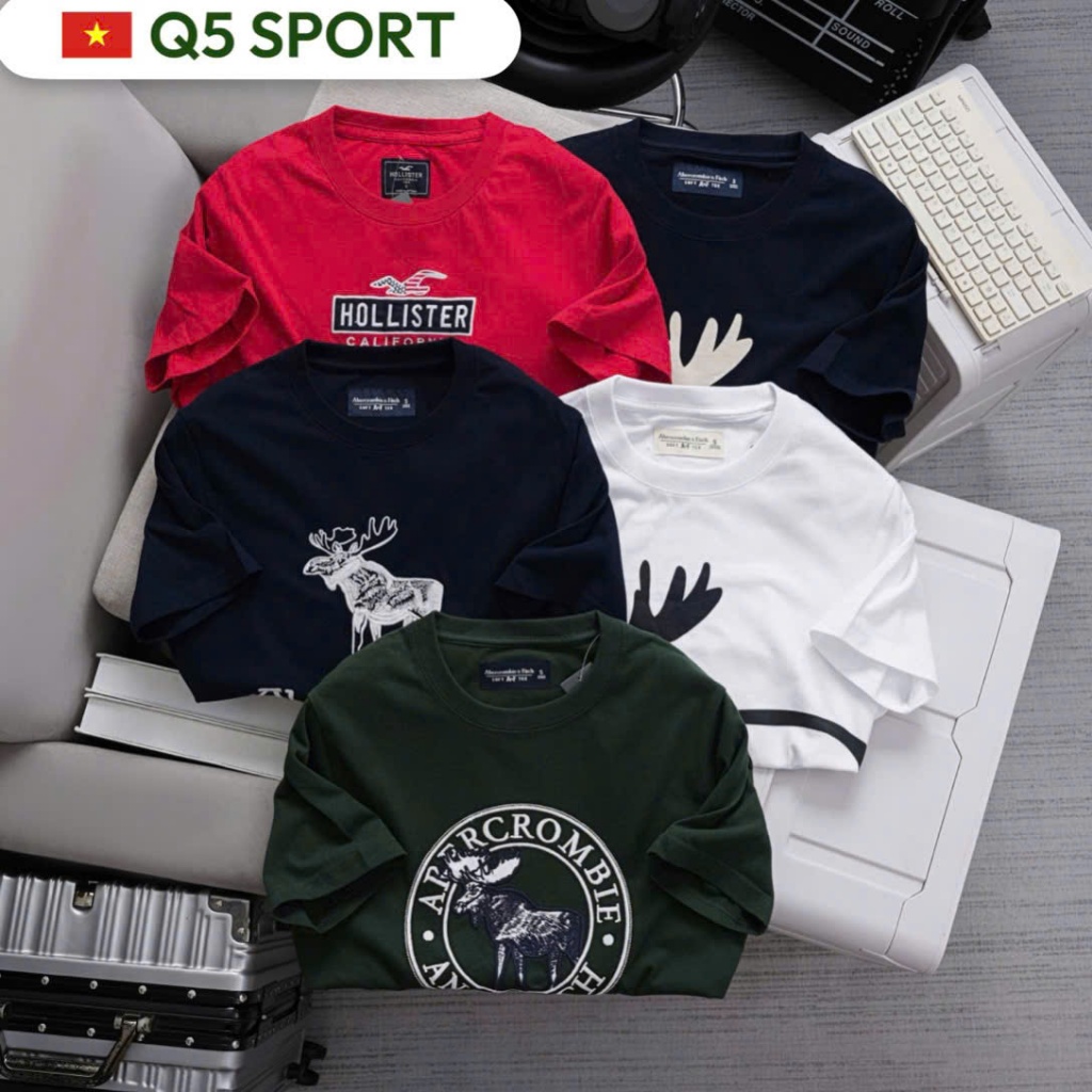 เสื้อยืด Holis, Aber Form Embellished เสื้อยืดคอกลมผ้าฝ้ายนําเข้าคุณภาพสูง (at159)