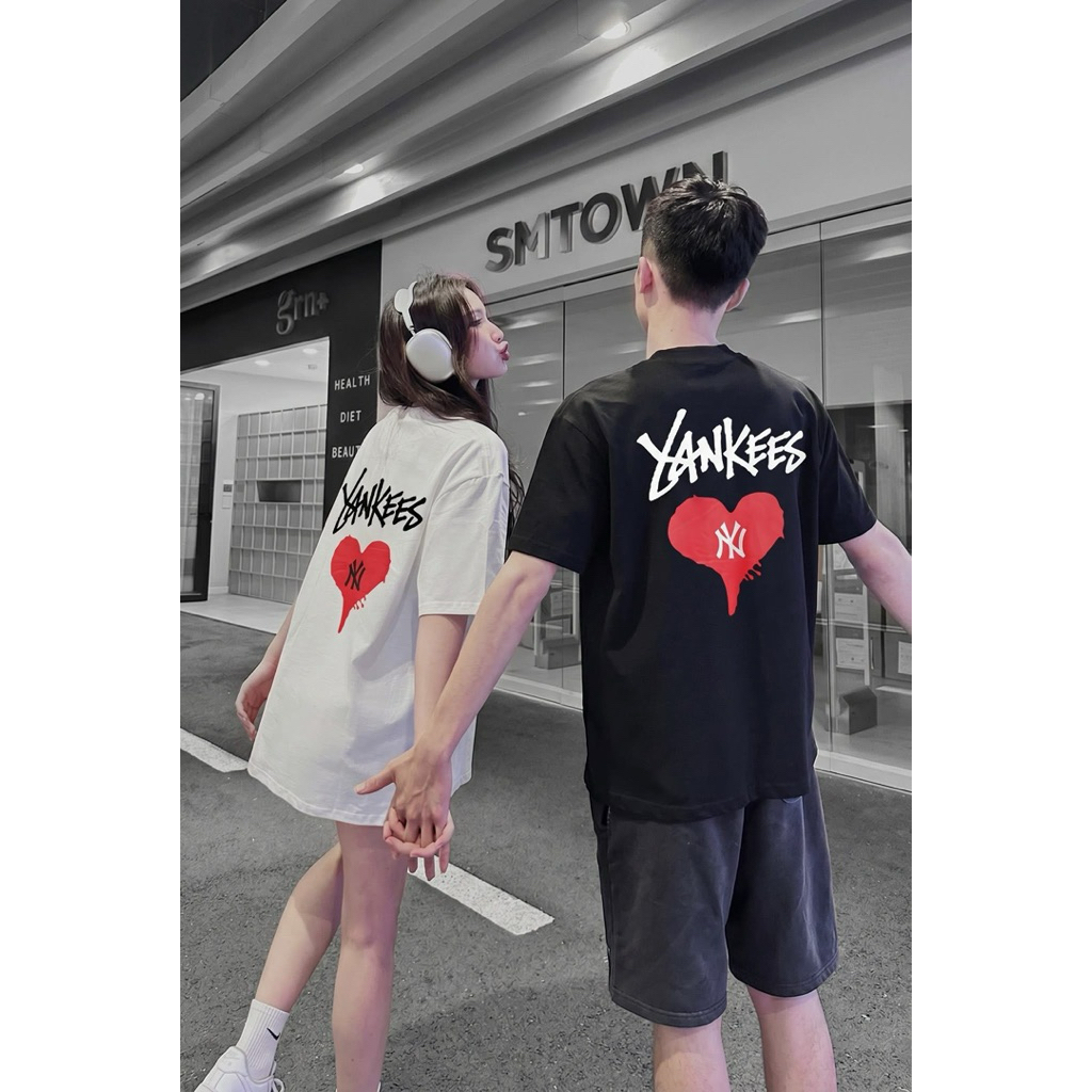 เสื้อยืดคู่รัก Stussy heart ทรงหลวม ผ้าคอตตอน 2c หนา ผ้า 260g พิมพ์ลาย Kts คุณภาพสูง