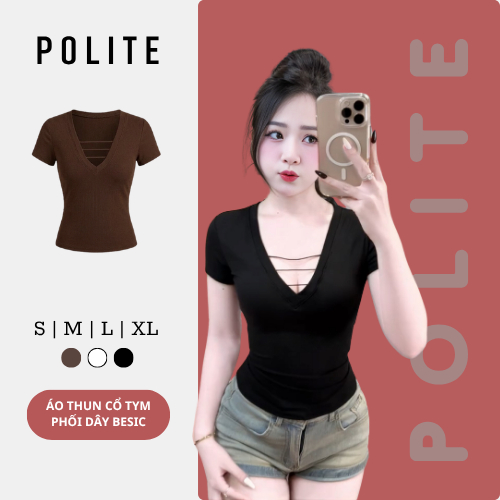 (NEW MODEL) เสื้อยืดคอเต่าผ้าฝ้ายยืด 4 ทาง C02-POLITE