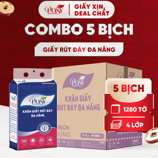 POSY_[DEAL HOT] KHĂN GIẤY TREO TƯỜNG POSY thùng 5 bịch 1280 tờ 4 lớp - ƯU ĐÃI CHỈ CÓ TẠI LIVESTREAM