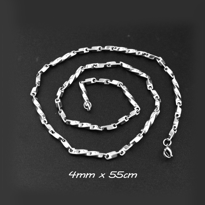 DN168 สร้อยคอและโซ่ผู้ชายสแตนเลส Twisted 4mm x 55cm