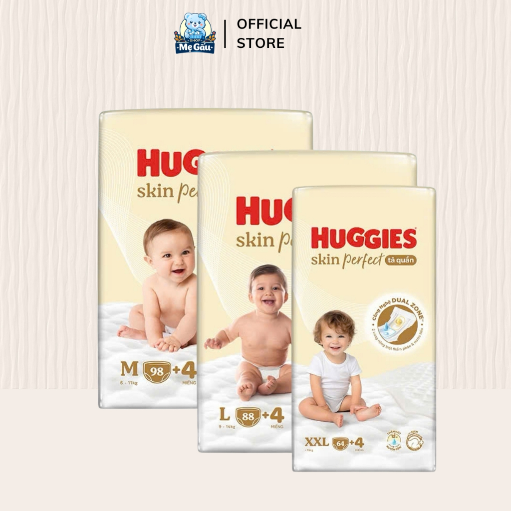 กางเกงผ้าอ้อม Huggies Skin Perfect ทุกขนาด M98 L88 XL72 XXL64