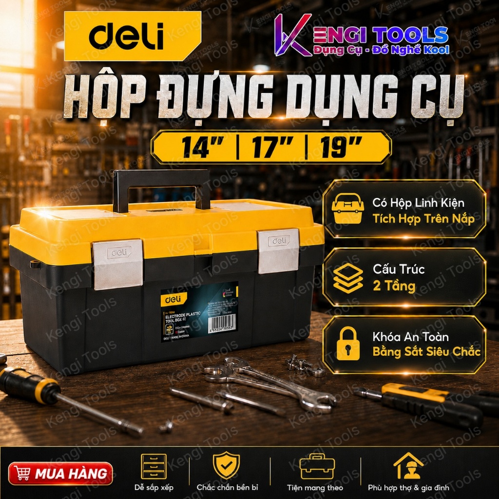 [ของแท้] Deli Tool Case 14Inch, 17Inch, 19Inch