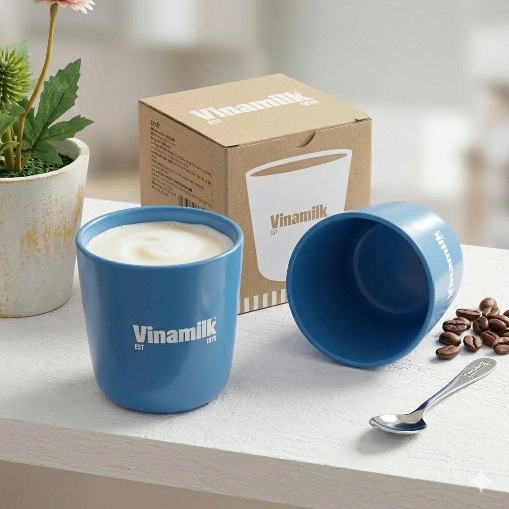 Combo of 2 Korean VINAMILK Dong Hwa Porcelain Cups 268ml