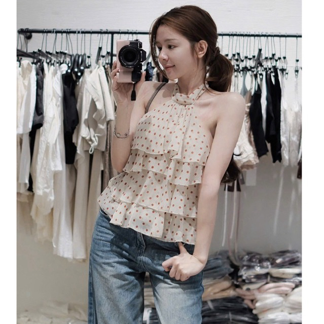 เสื้อชีฟองคอปกชั้นลายจุด QCL1 MS20900