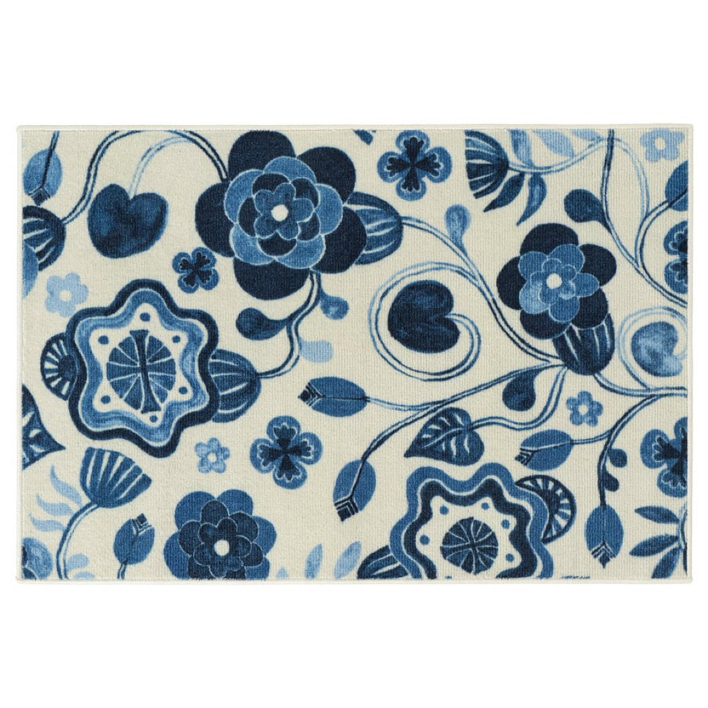 5 พฤษภาคมใหม่! พรม lKEA KANTLlNJE พรีเมี่ยม - ลายดอกไม้สีเขียวนอร์ดิก (60x90ซม.)