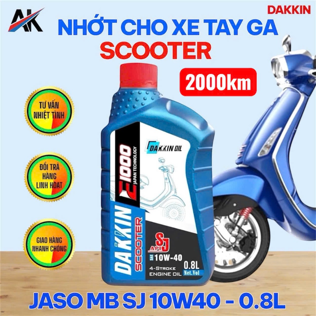 DAKKIN E1000 SCOOTER OIL 10W40 SJ BOTTLE 0.8L