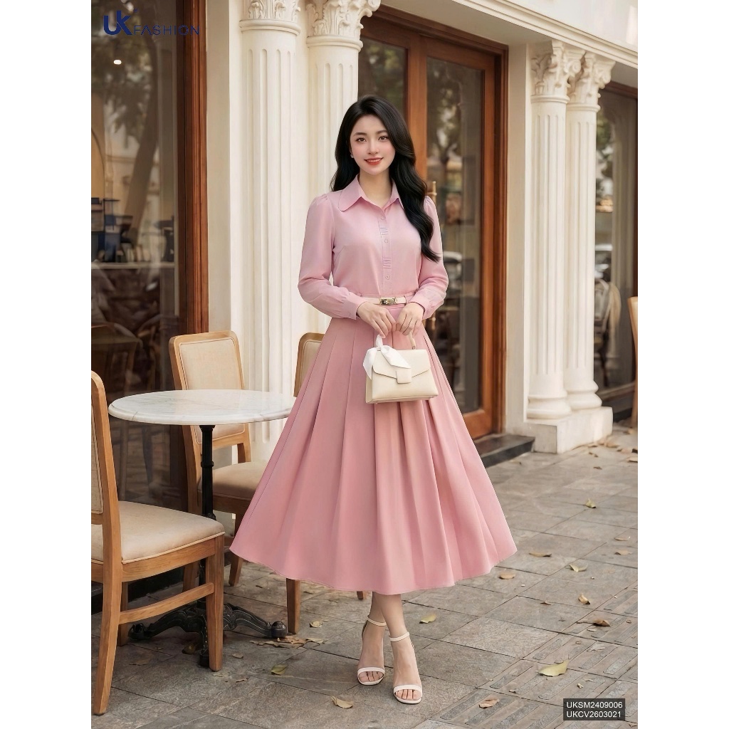 UK Fashion Office Fashion Trend กระโปรงจีบ ผู้หญิง อ่อนโยน UKCV2603021