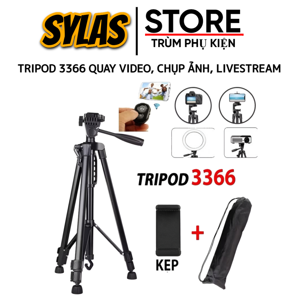 TRIPOD 3366 SUPPORTS VIDEO RECORDING, 360 DEGREE LIVETREAM PHOTOGRAPH