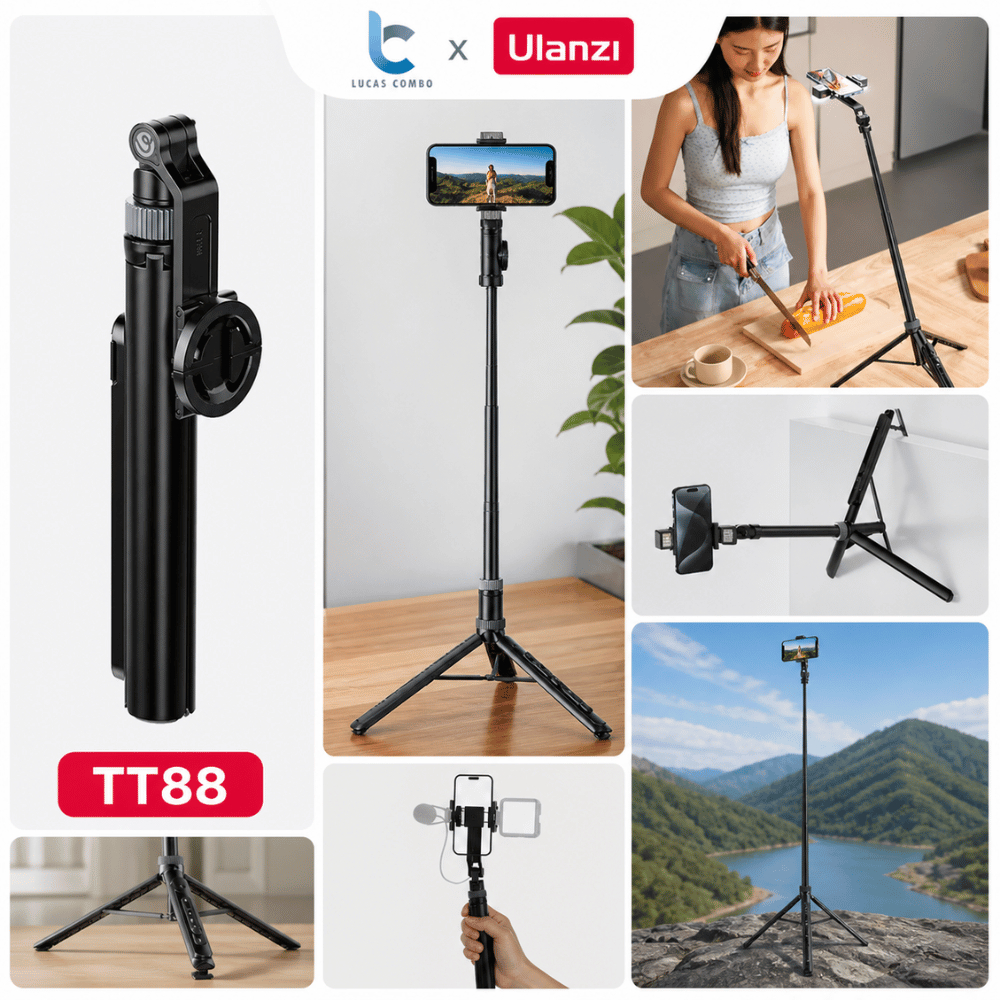 ขาตั้งกล้อง Ulanzi TT88 Selfie Stick 4IN1 Design 360 Rotation รองรับการบันทึกด้านบนเหนือศีรษะพร้อมรี