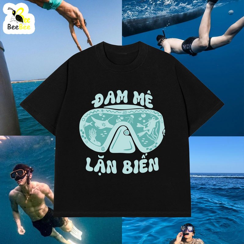 BEEHAPPY เสื้อยืดสําหรับ BEACH AND SUMMER PLAY ข้อความบวก ผ้าคอตตอนโอเวอร์ไซส์ แขนหลวม แบบหลวม t91-9