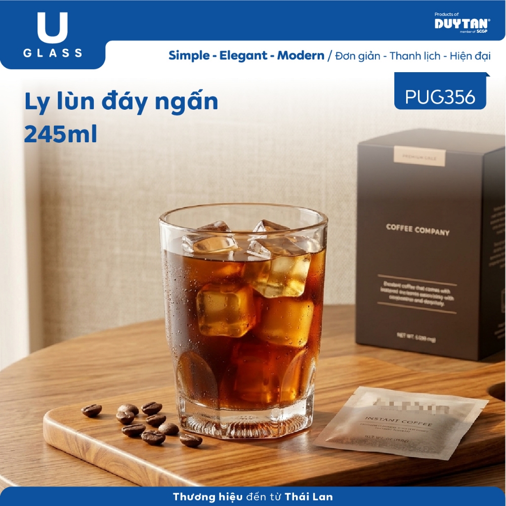 ชุดถ้วยแก้วก้นสั้น U Glass 245ml 6 ชิ้น - PUG356 แก้วคุณภาพสูง