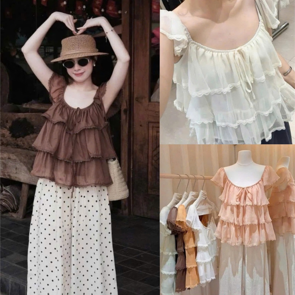 LALA TOP เสื้อเชิ้ตชีฟอง Flared Babydoll สุดน่ารัก สไตล์เบสิค สวมใส่ง่าย นุ่มเท่