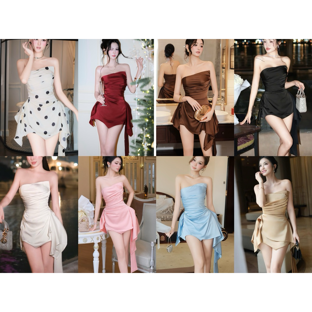 [MUSE STORE] VIDEO - ชุดเดรสผ้าไหมสวยหวานสุดมีระบายและพนังแนวทแยง