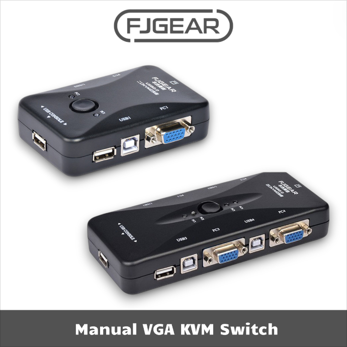 สวิตช์รวมสัญญาณ USB KVM 2 In - 1 Out / 4 In - 1 Out FJGEAR FJ-2UK, FJ-4UK
