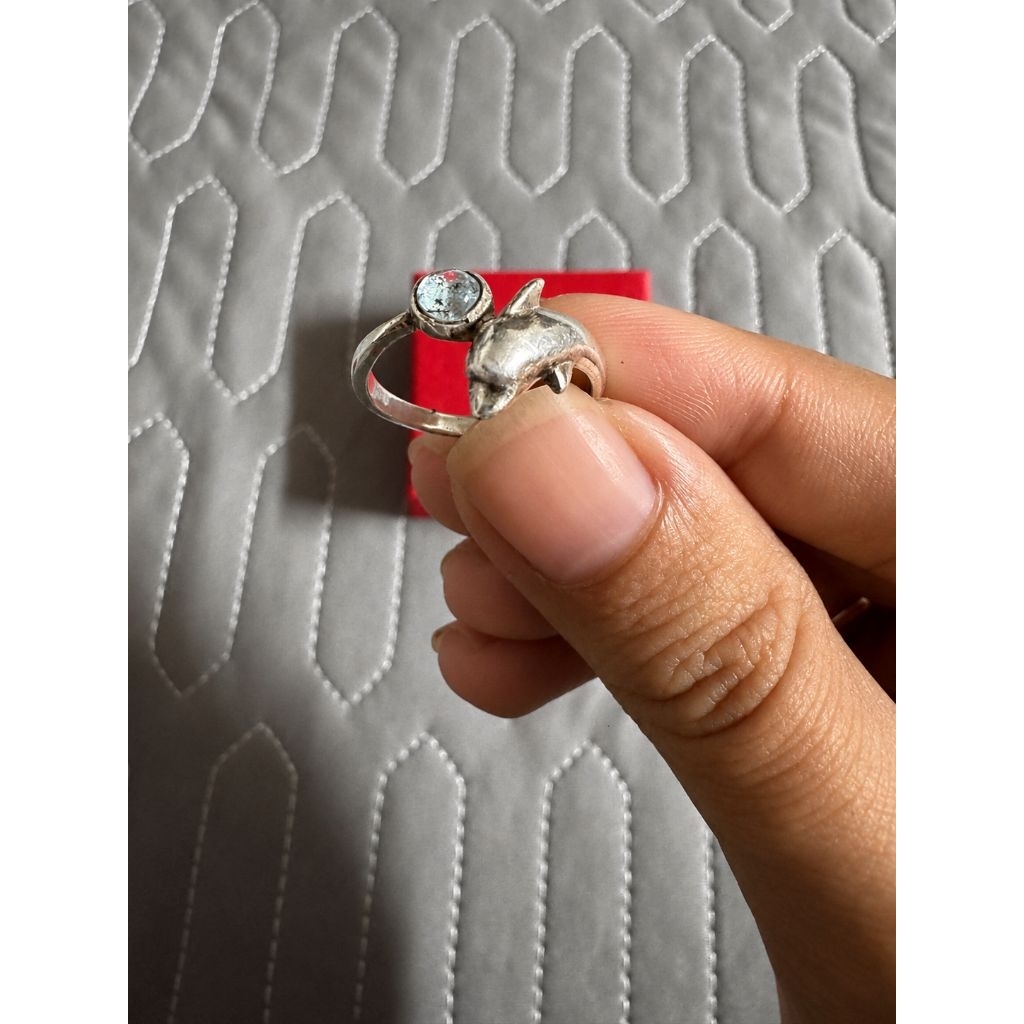 [SV925] แหวนเงิน 925 พร้อมหินและปลาโลมา motifs (2มือ) Si Nhat