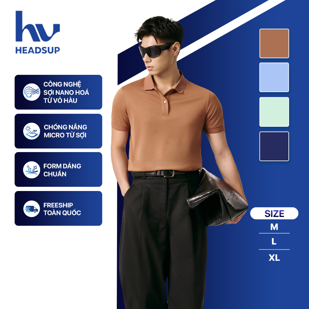 HEADSUP Ezfit Polo Premium เสื้อโปโลผู้ชาย - เสื้อโปโลใยเปลือกหอยหอยนางรม นุ่มพิเศษ สบาย Benign สําห