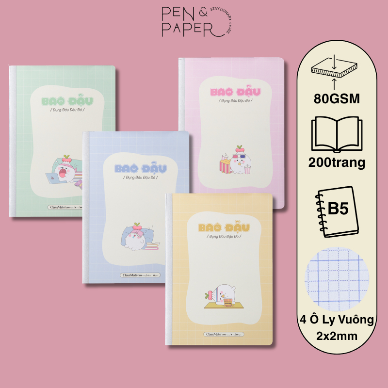 B5 ClassMate 4-Liner Notebook 200 หน้า, กระดาษหนา 80GSM, 2,25x2,25mm O Ly Student Notebook สําหรับนั