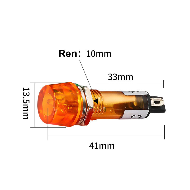 5 ชิ้น_ XD10 ไฟสัญญาณ - 3 หลุม 10 มม. แรงดันไฟฟ้า 12V 24V สีแดง