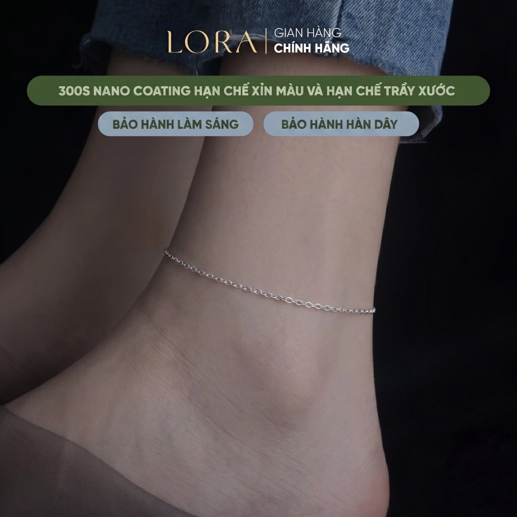 [รับประกันตลอดอายุการใช้งาน] S925 Silver Anklet LORA CARA Modern Lucky Smooth Anklet